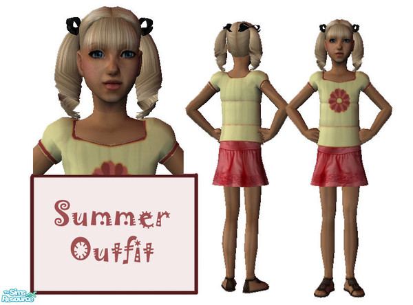 Sims 2 — Summer Outfit by giasims — Skirt and top for girls
