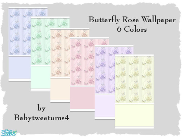 Sims 2 — Butterfly Rose Wallpaper by babytweetums4 — These pastel Butterflies with Roses are sure to brighten any Sim