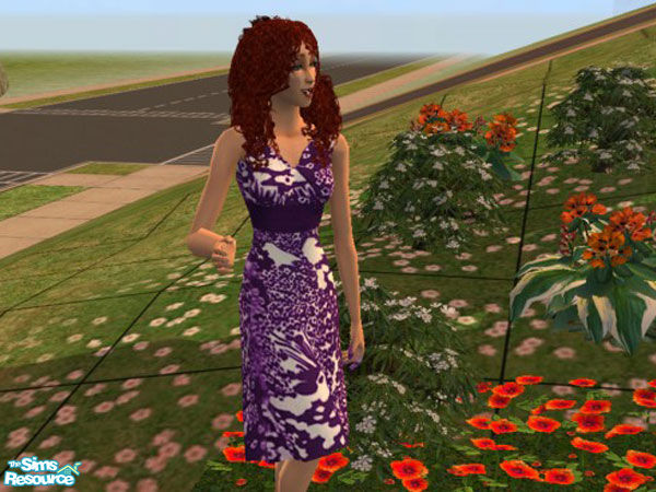 Sims 2 — Keri\'s Purple Patterned Dress by Keri — Part of my collection