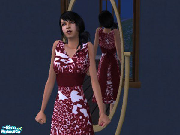 Sims 2 — Keri\'s Red Patterned Dress by Keri — Part of my collection