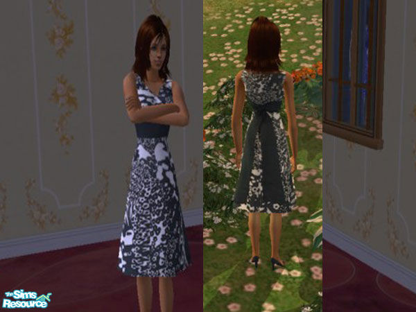 Sims 2 — Keri\'s Black Patterned Dress by Keri — Part of my collection
