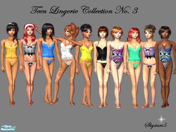 Sims 2 — Teen Lingerie Collection No. 3 by skystars5 — Lovely lingerie for your teens.