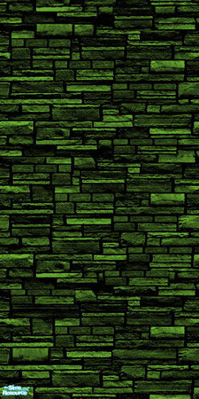 Sims 2 — Ashlar Stone Wall Dark Yellow Green by simmyfan2852 — Part of the Ashlar Stone Wall Recolor Set