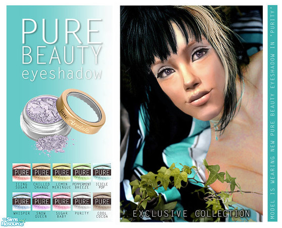 Sims 2 — Pure Beauty Eyeshadow by 06bek — A delicate, frosty eyeshadow available in 10 soft shades.