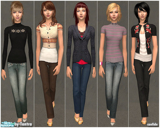 Sims 2 — Teen colors by confide — Set of 5 outfits based on a wonderful mesh made by Tantra. Don\'t forget to download