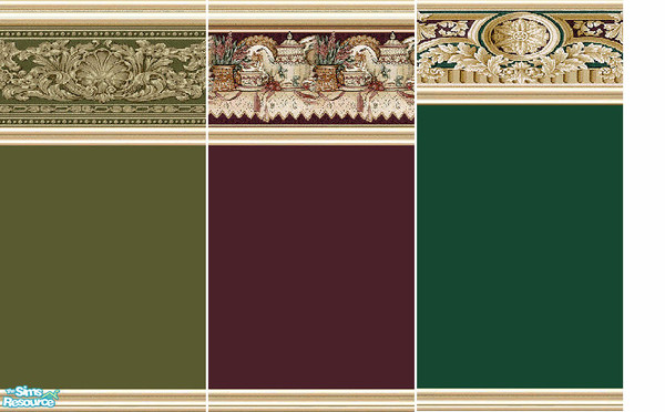 Sims 2 — jsf Designs ParkLane Borders by jsf — Redesigned ParkLane mouldings hold elaborate borders over matching paint.