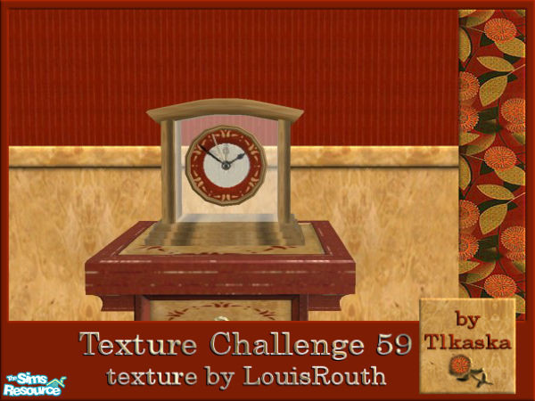 Sims 2 — TC59 Lew\'s Livingroom - Serene Mantel Clock by tlkaska — This red floral set with gold accents is mostly a