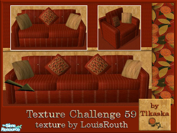 Sims 2 — TC59 Lew\'s Livingroom - Serene Furniture by tlkaska — This red floral set with gold accents is mostly a recolor