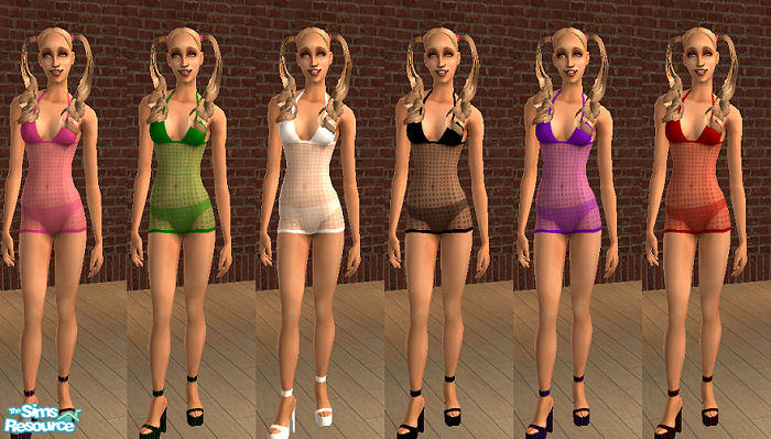 The Sims Resource | Sheer Polka Dot Dress and Bikini