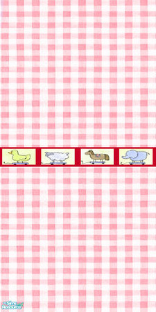 Sims 2 — Pull Toy Parade - Red Paper by maddox97 — Pull Toy Animals with Gingham check background. Sheep, Duck, Elephant,
