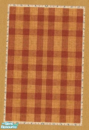 Sims 2 — NK Tan & Red Walnut LR - Rug by MoMama — A checked rug with a slight touch of fringe.