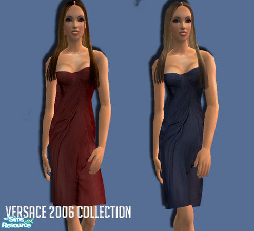 Sims 2 — Versace Couture by milkshake2004 — A Versace 2006 Collection Dress, that comes in 2 colours Navy and Burgendy.