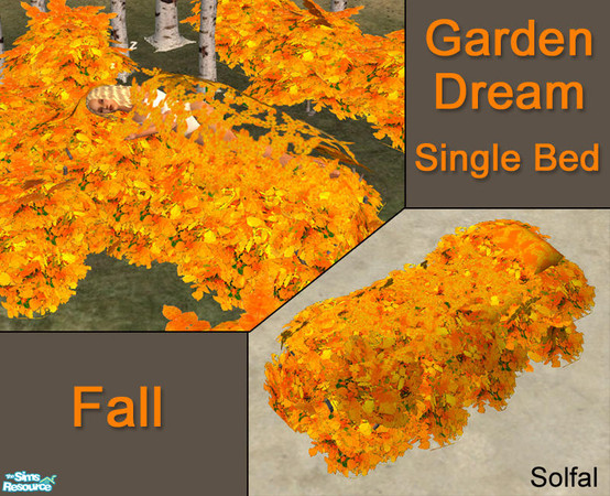 Sims 2 — Garden Dream Single Bed Fall by solfal — Single bed. Use the beddings from my Garden dream double bed set