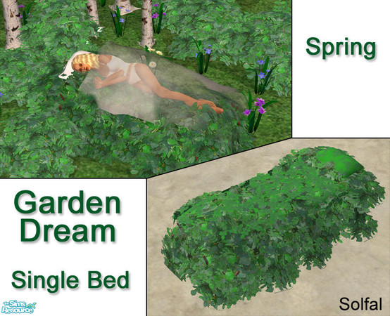 Sims 2 — Garden Dream Single Bed Spring by solfal — Single bed. Use the beddings from my Garden dream double bed set