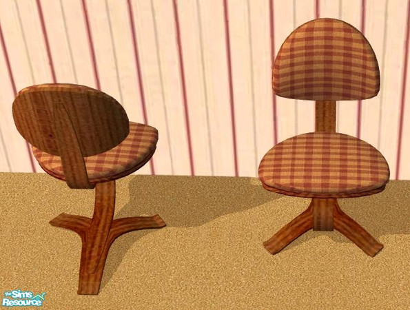 Sims 2 — NK Tan & Red Walnut LR - Desk Chair Wood by MoMama — A walnut base for your desk chair.