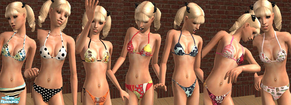Sims 2 — Teeny Bikinis by JulietteRose — Set of seven teeny bikinis for your teens!