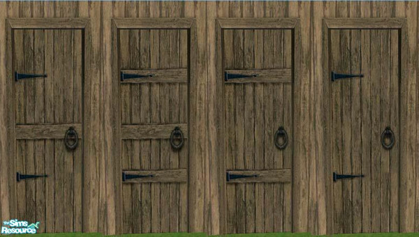 Sims 2 — Plain Wooden Door Recolors by suceress — Four (4) recolors of Windkeeper's Plain Wooden Door. Wood texture from