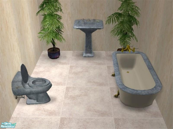 Sims 2 — Blue Marble Bathroom by munchkin_brat — Blue marble texture applied to bathroom plumbing