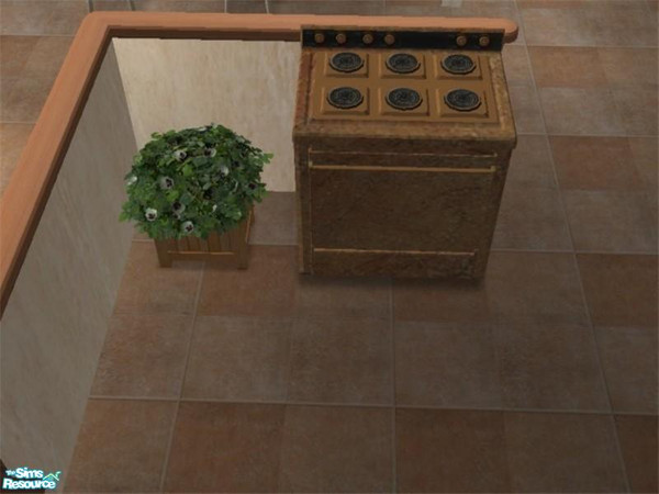 Sims 2 — Terracotta Marble Kitchen - Stove by munchkin_brat — Pattern taken from my terracotta floor and applied to