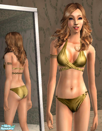 Sims 2 — lliella swimwear - gold by lliella — Fashionable and sexy swimwear. Glamorous metallic bikini with wrap-style