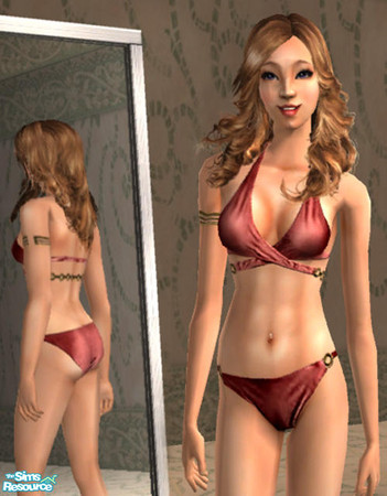 Sims 2 — lliella swimwear - red by lliella — Fashionable and sexy swimwear. Glamorous metallic bikini with wrap-style and