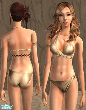 Sims 2 — lliella swimwear - pearl by lliella — Fashionable and sexy swimwear. Glamorous metallic bikini with wrap-style
