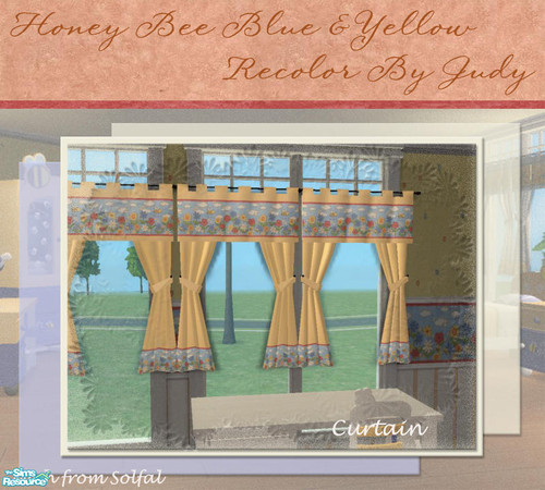 Sims 2 — Judy HoneyBee Blue & Yellow - Curtain by judyhugsnoopy — Another choice for your little kid bedroom. Hope