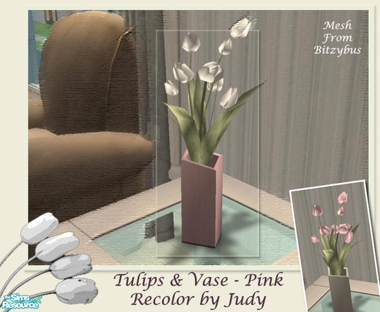 Sims 2 — Judy Tulips and Vase - Pink by judyhugsnoopy — More Tulips and vase for your Sim House. Please download the mesh