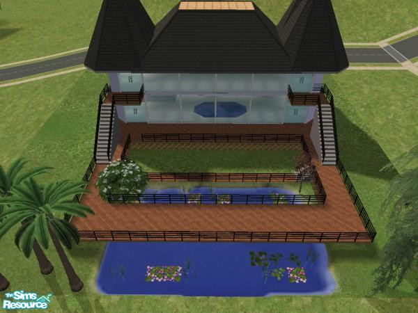 Sims 2 — Fantasy Lake by MissTech04 — Unique community lot on 3X3 lot. Features upstairs dining, & kitchen.