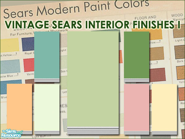 Sims 2 — Vintage Sears Interior Finishes - 1 by h3psibah — Paint with baseboard. These colors are from an early-century