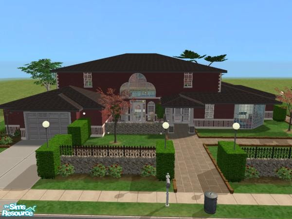 Sims 2 — Brilliant Abode by Kristen408 — This house features a library that overlooks the dining room. Other features