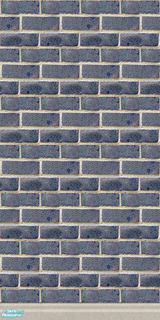 Sims 2 — Retro Exteriors - Blue Brick!  by Shannanigan — Full wall of beautiful Blue Brick with stone base