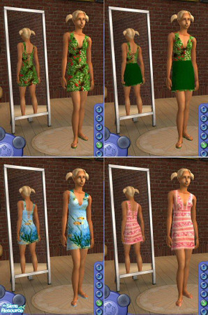 Sims 2 — Adult Summer Shifts by Jron — Four summer dresses I created for my adult female Sims.