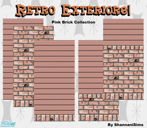 Sims 2 — Retro Exteriors - Pink Brick! by Shannanigan — I don't know how really "retro" it is... except that
