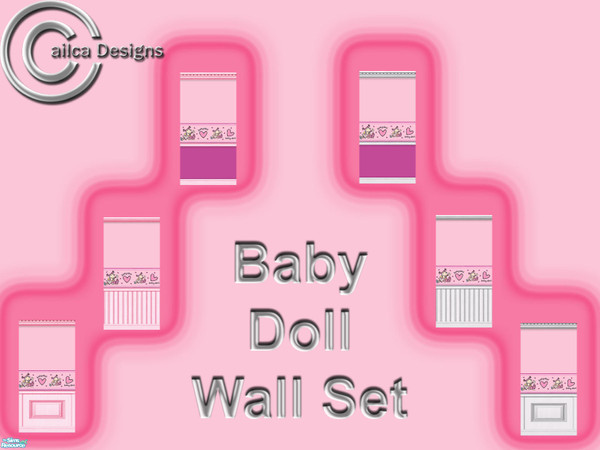 Sims 2 — Baby Doll Wall Set by Cailca — A set of pink walls, perfect for a nursery. 