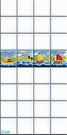 Sims 2 — "Marine Bath" white wall by Helena — -