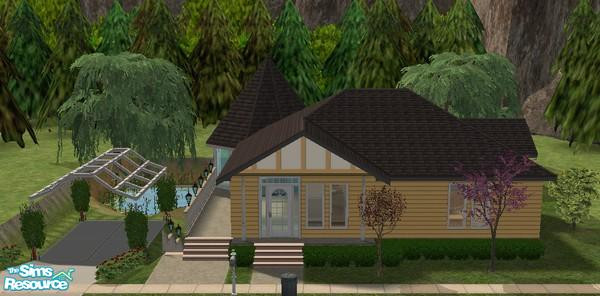 Sims 2 — Lakeside Unfurnished by bvmiles — Lakeside features a swimmable lake in the sunken backyard and a driveway to