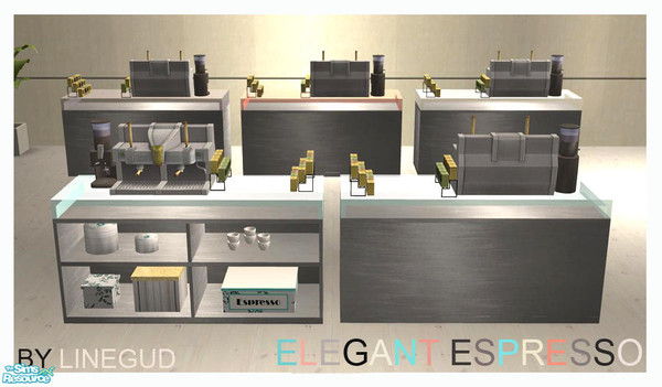 Sims 2 — Elegant Espresso - silver Recolor by linegud — A modern update of the community espresso bar.... Countertops and