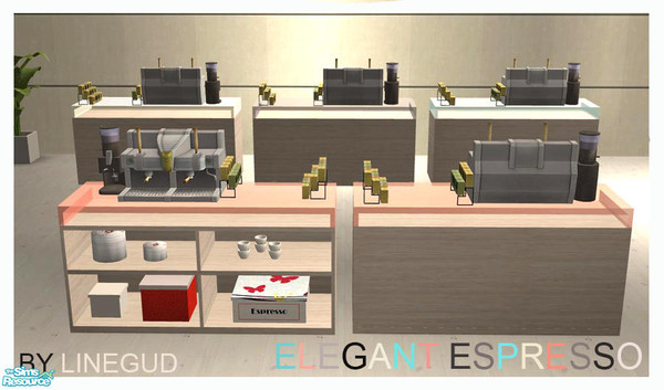 Sims 2 — Elegant Espresso - wood Recolor by linegud — A modern update of the community espresso bar.... Countertops and