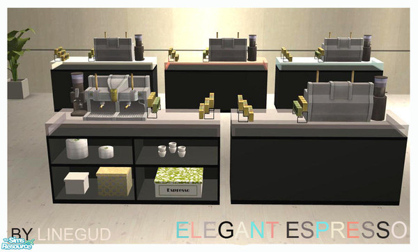 Sims 2 — Elegant Espresso - Black Recolor by linegud — A modern update of the community espresso bar.... Countertops and