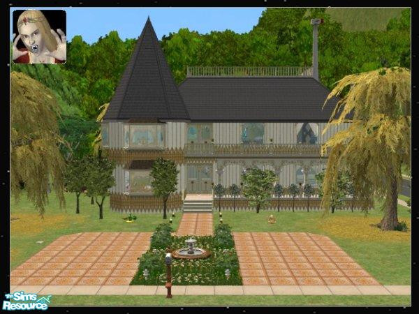 Sims 2 — Yellow Victorian by c_literati — Fully decorated, with 2 car driveway, career rewards and craftables.