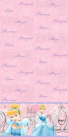 Sims 2 — TL -WallsEtc-DPCinderellaPPWallpaper by TabbyLou — Wallpaper for Cinderella in Pink & Purple (working on