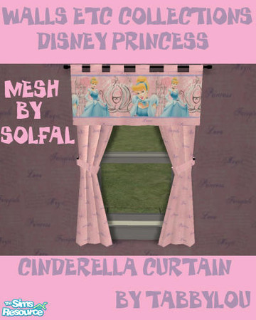 Sims 2 — TL -WallsEtc-DPCinderellaPPCurtain by TabbyLou — Curtain (mesh by solfal) Cinderella in Pink & Purple