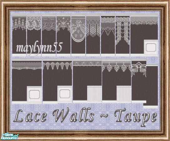 Sims 2 — Lace Walls in Taupe by maylynn55 — This set consists of 22 walls in the taupe color. Made by maylynn55 - Please