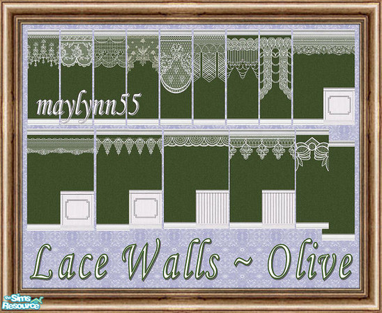 Sims 2 — Lace Walls in Olive by maylynn55 — This set consists of 22 walls in the olive color. Made by maylynn55 - Please