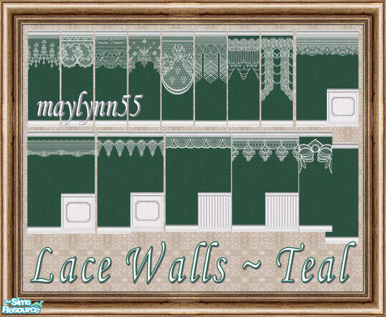 Sims 2 — Lace Walls in Teal by maylynn55 — This set consists of 22 walls in the teal color. Made by maylynn55 - Please
