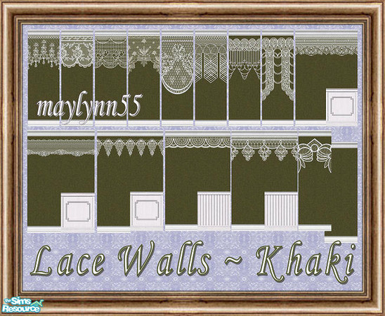 Sims 2 — Lace Walls in Khaki by maylynn55 — This set consists of 22 walls in the khaki color. Made by maylynn55 - Please