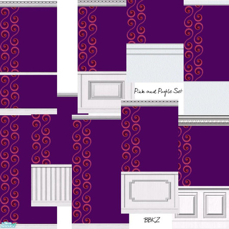 Sims 2 — Pink Purple Wall Set by BBKZ — Modern pink and purple wall set :-)