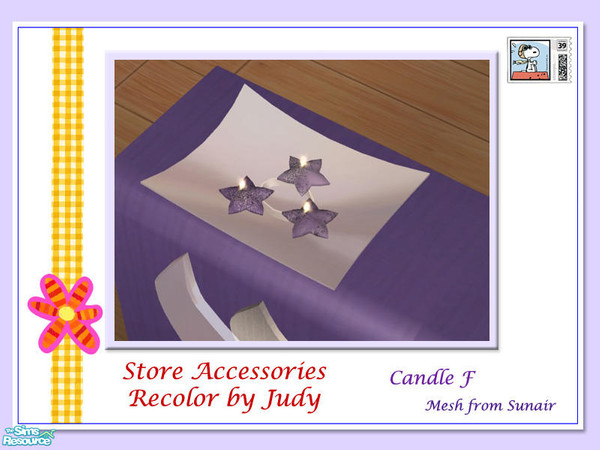 Sims 2 — Judy T183 Candle F - Purple by judyhugsnoopy — Recolor of "Sunair Candle Store Set" with purple color.