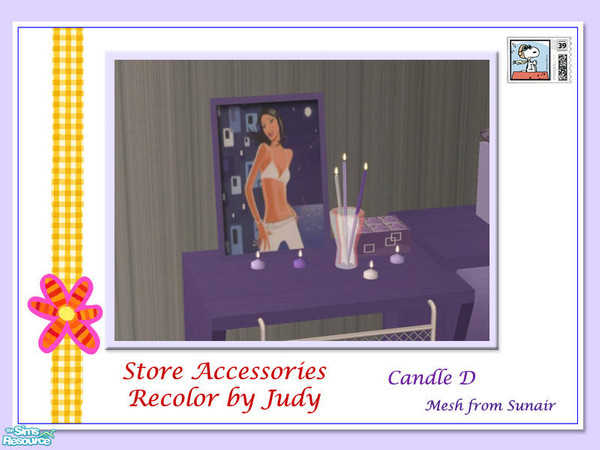 Sims 2 — Judy T181 Candle D - Purple by judyhugsnoopy — Recolor of "Sunair Candle Store Set" with purple color.